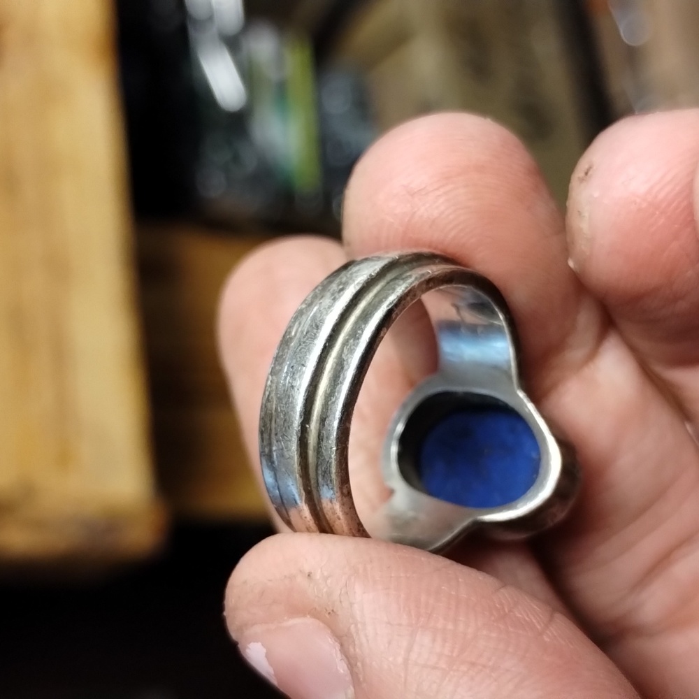 Authentic blue lapis lazuli gold vein ring